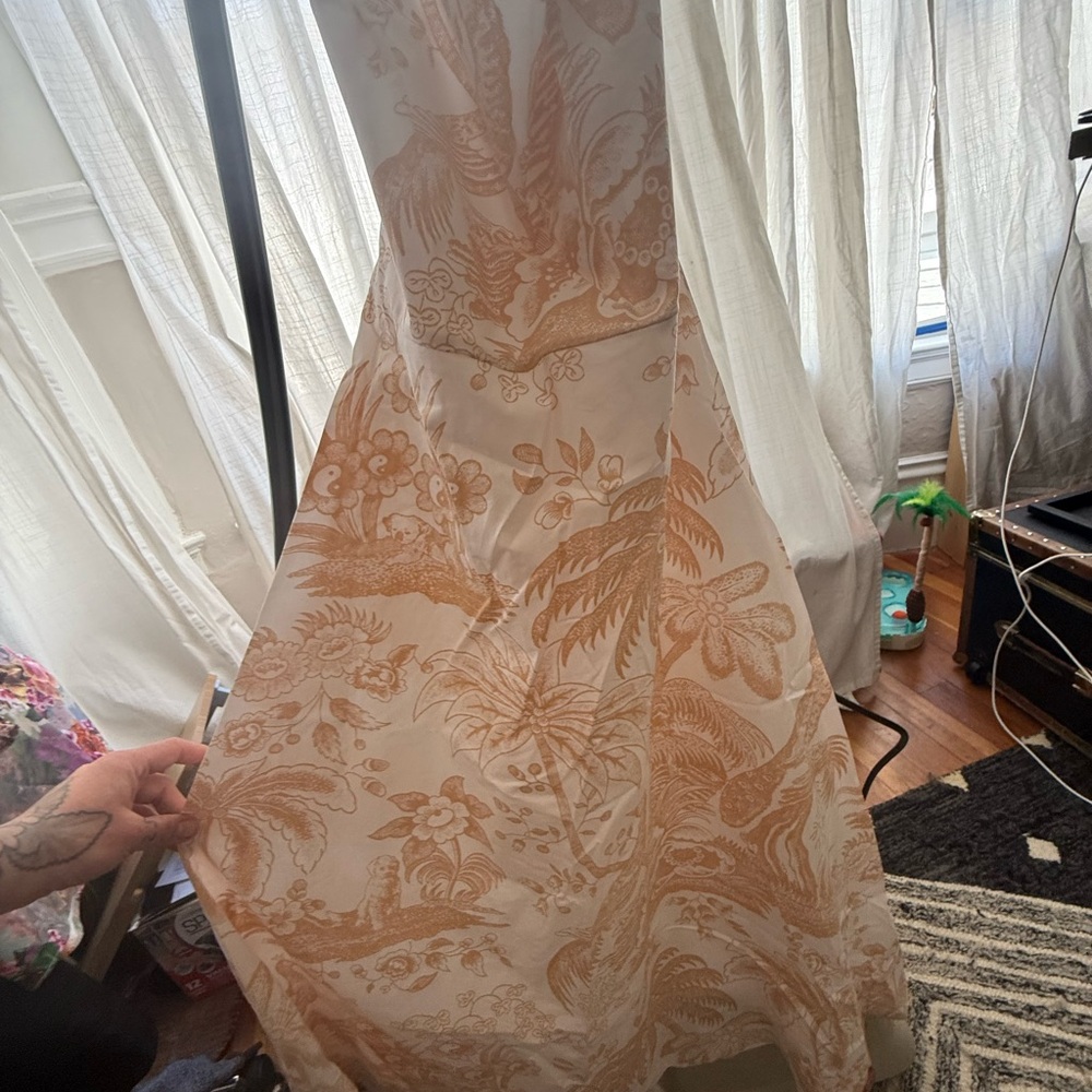 STAUD Spaghetti Strap Dress - Cream and Tan - Picture 3 of 10